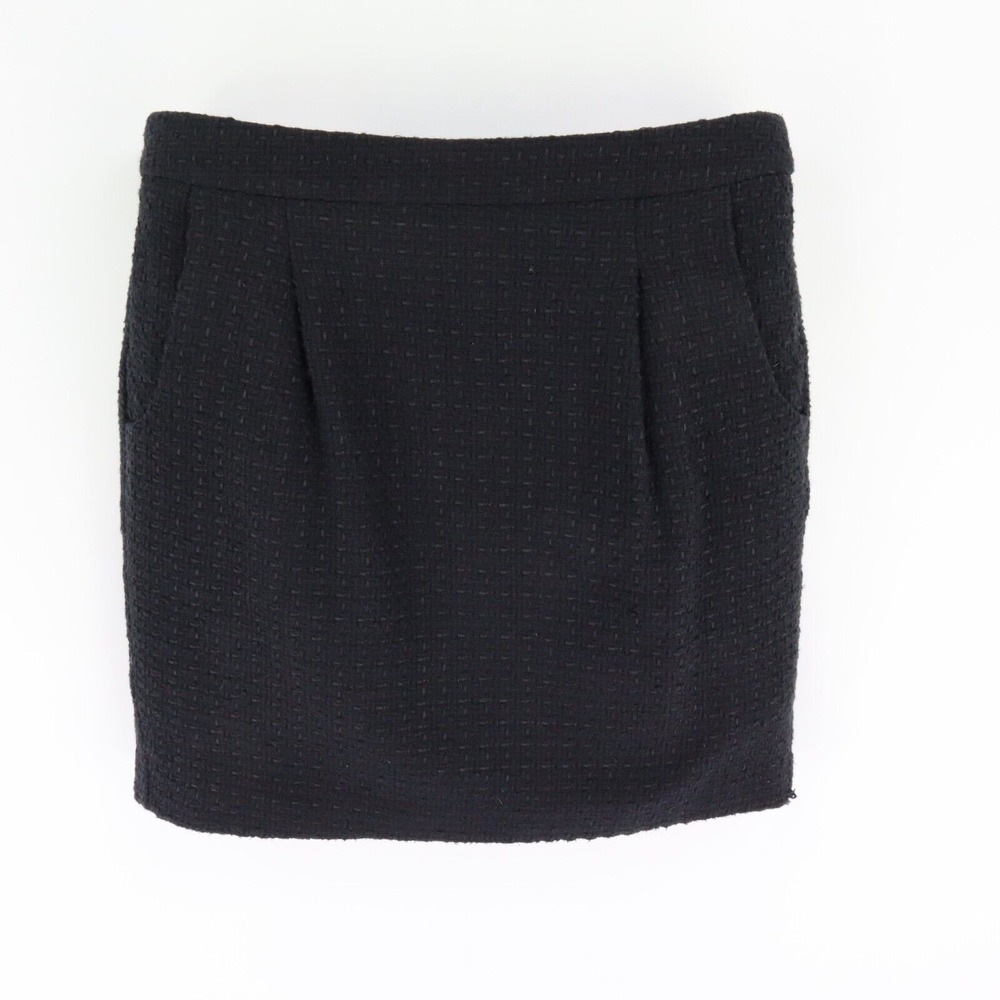 Jacob Short Pencil Skirt Womens 4 Black Cotton Blend Pockets Pleated Front Lined
